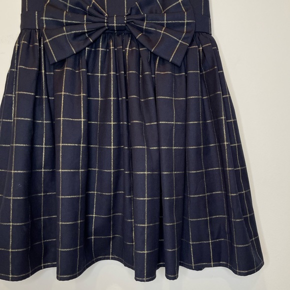 HP! Bardot Junior Navy & Gold Windowpane Dress with Bow Girls Size 14 - Picture 5 of 10